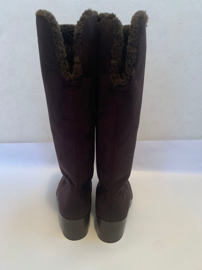 【新品未使用】TOP DRY ダークブラウン ファー付きロングブーツ