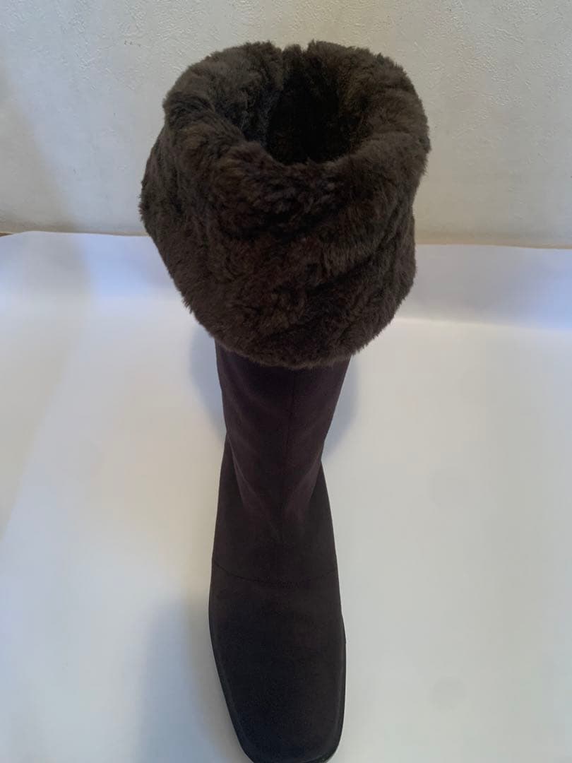 【新品未使用】TOP DRY ダークブラウン ファー付きロングブーツ