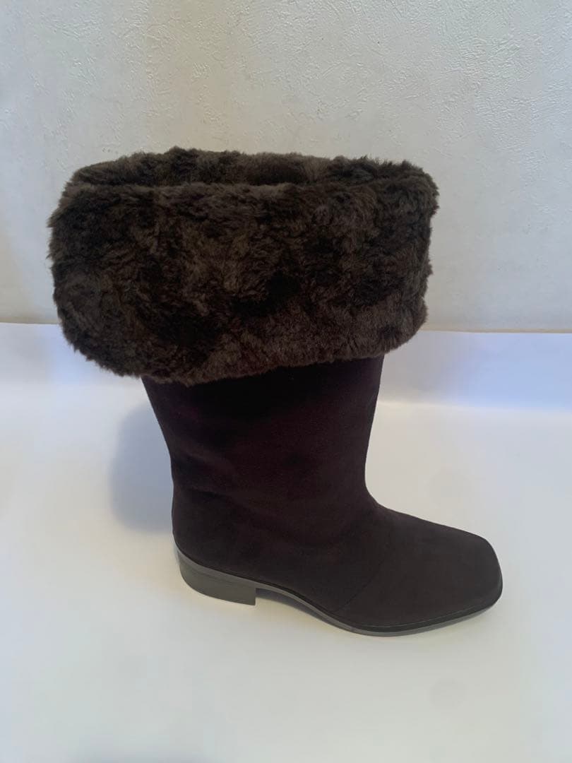 【新品未使用】TOP DRY ダークブラウン ファー付きロングブーツ