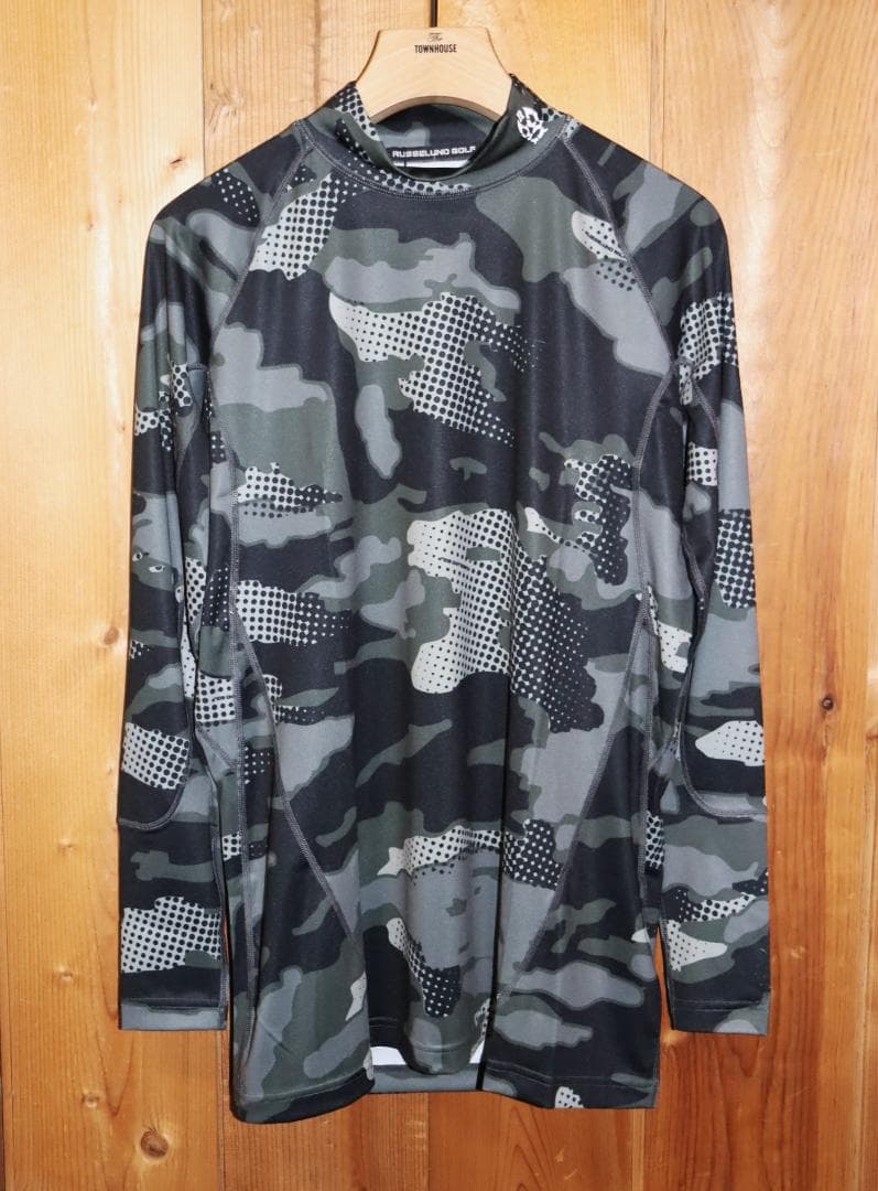 新品 ラッセルノ ゴルフ ルチャマスク モックネックカモフラシャツ (5/L)Ⓗ