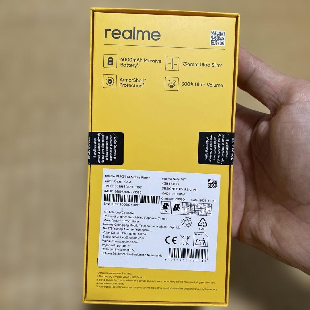 スマートフォン本体 Realme Note 70T 64GB 4GB RAM