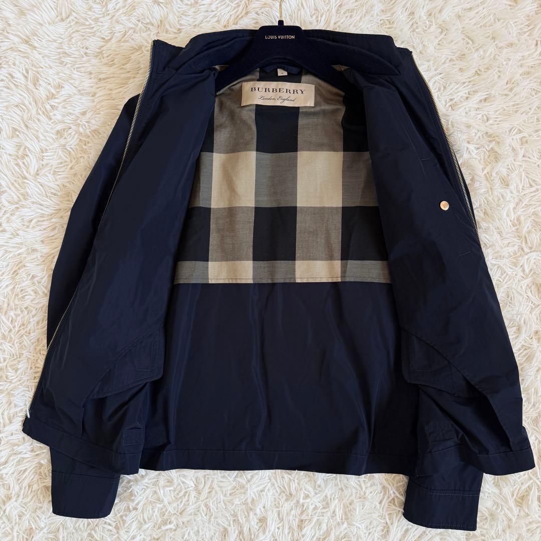 極美品　現行　L相当　バーバリー　ブルゾン　メガチェック　ホースロゴワッペン　紺