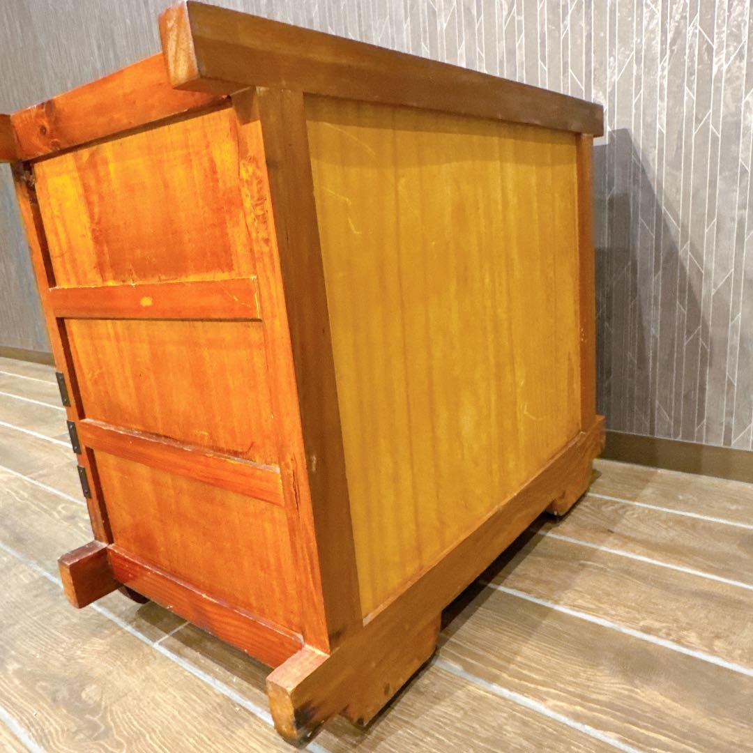 【美品】仙台箪笥風 民芸箪笥 和家具 小箪笥 車輪付き 鉄金具 木製 収納棚