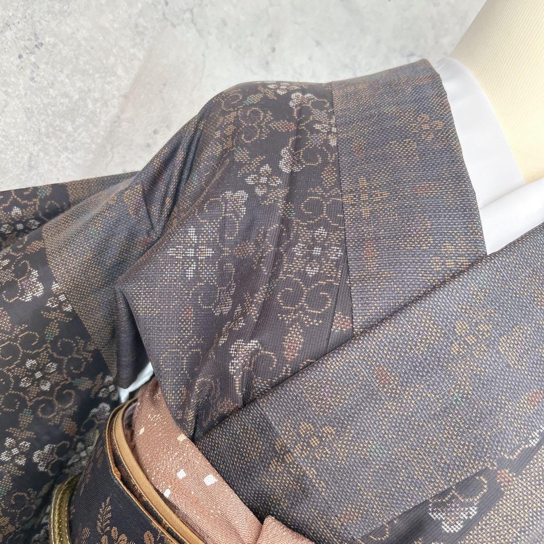 大島紬　小紋　フルセット　着物　正絹　泥染め　パールトーン加工　かっこいい