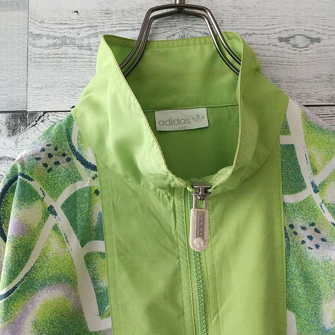 希少☆90s アディダス 刺繍ロゴ アート 切替 ナイロンジャケット L 緑