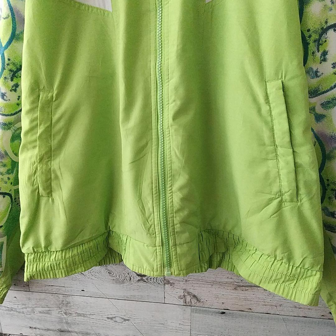 希少☆90s アディダス 刺繍ロゴ アート 切替 ナイロンジャケット L 緑