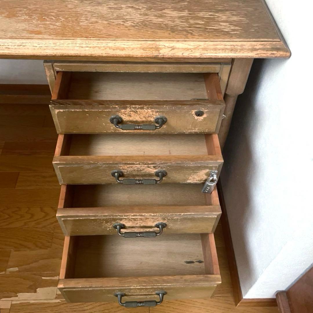 【アンティーク】ナラ材 書斎デスク 作業台 レトロ ヴィンテージ