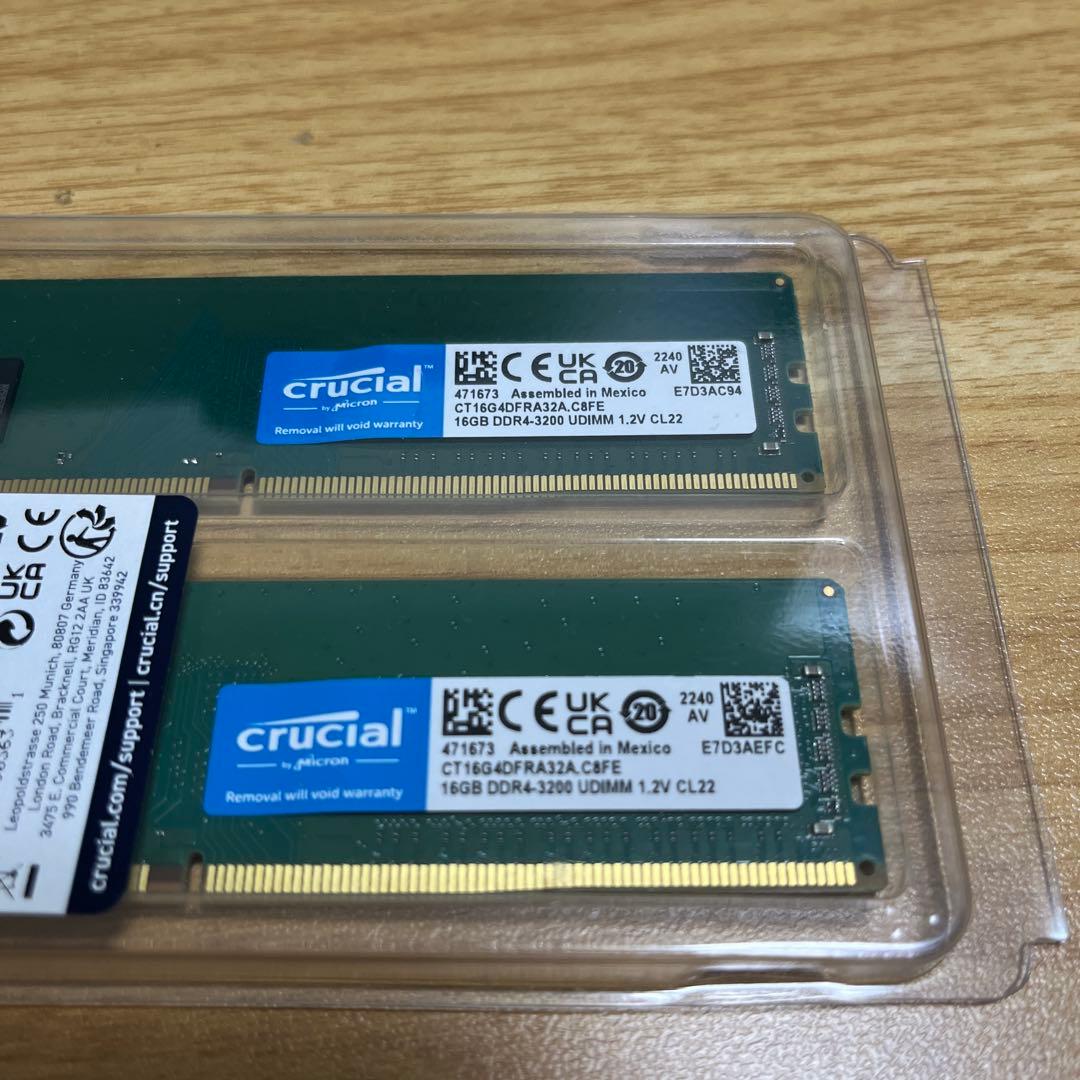 メモリー Crucial 32GB (2x16GB) DDR4 3200MHz UDIMM