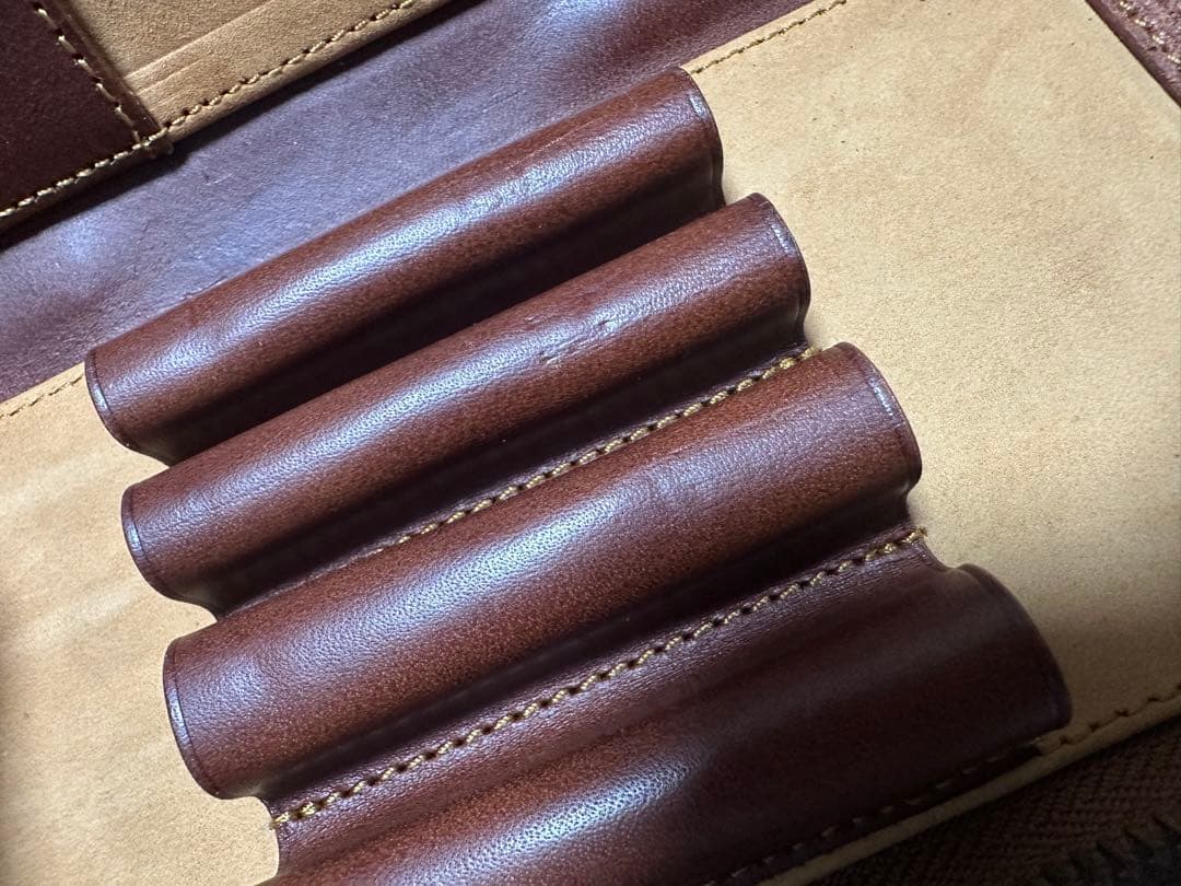 ブラウンレザー筆箱 5本収納