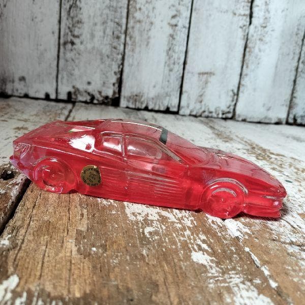 イタリア ヴィンテージ レッドクリスタルガラス フェラーリ ミニカー オブジェ