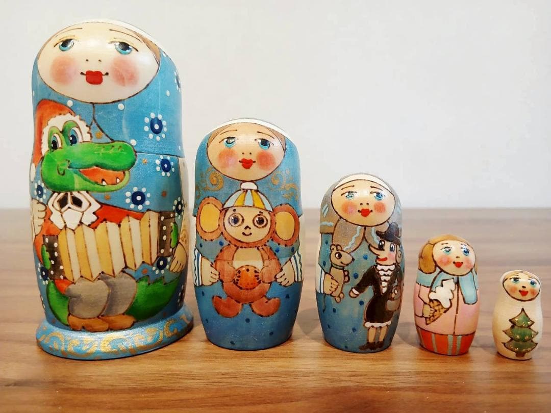 【LYH230】北欧雑貨のインテリア　マトリョーシカ リューバ作　チェブラーシカ