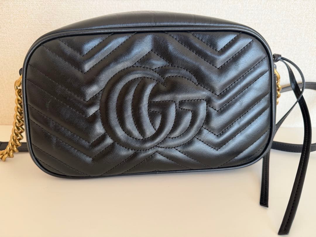 GUCCI GGマーモント チェーンショルダーバッグ ブラック 正規品