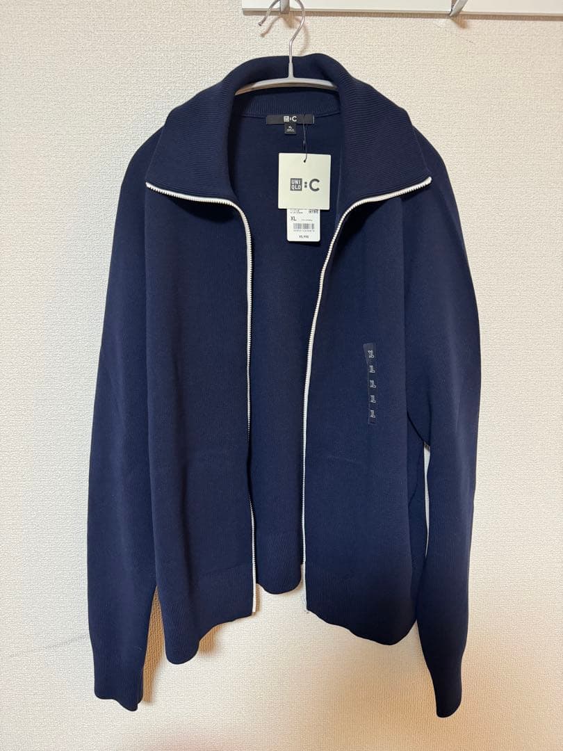 ユニクロC ミラノリブフルジップカーディガンXL ネイビー