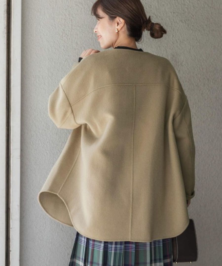 DOORS アーバンリサーチ ドアーズ　 ウールノーカラー ミドルコート