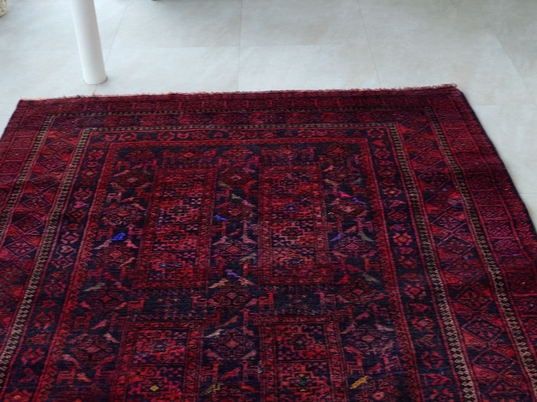 アフガン ヴィンテージ ラグ 赤 ウール 143×228 トライバル絨毯