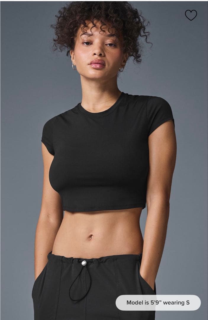 ヨガ・ピラティス Alosoft Crop Finesse Short Sleeve