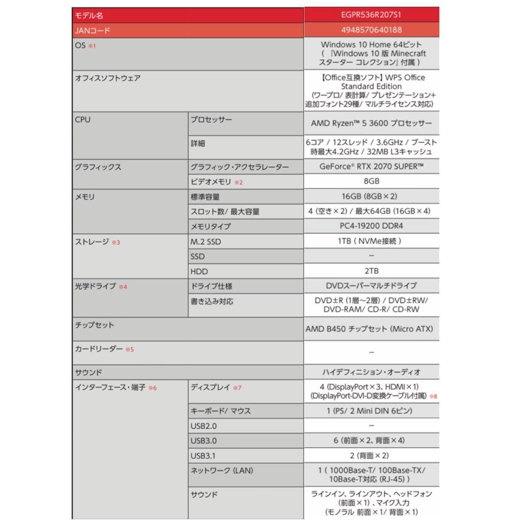 RTX2070super デスクトップゲーミングPC