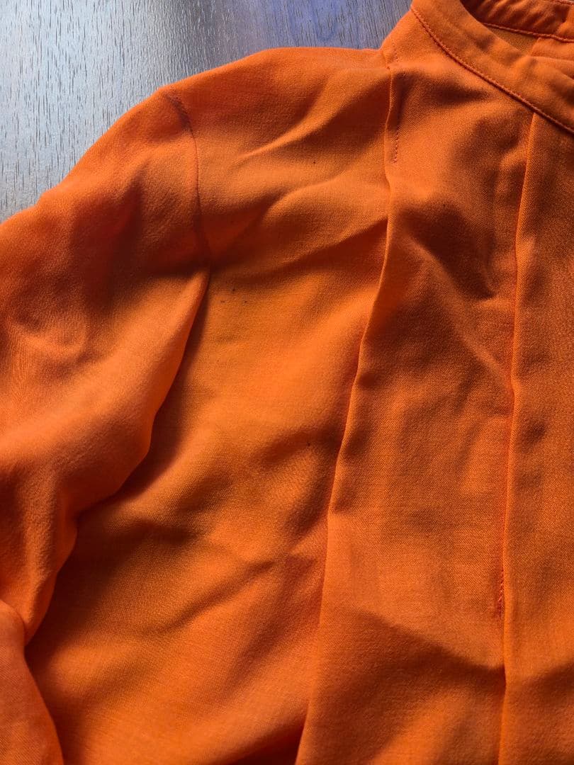 HERMES プルオーバーブラウス オレンジ 34 エルメス