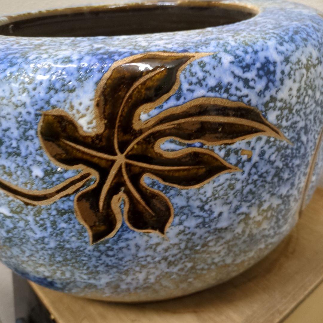 骨董　火鉢　大型　リーフ　レトロ　睡蓮鉢　めだか　金魚　鉢カバー