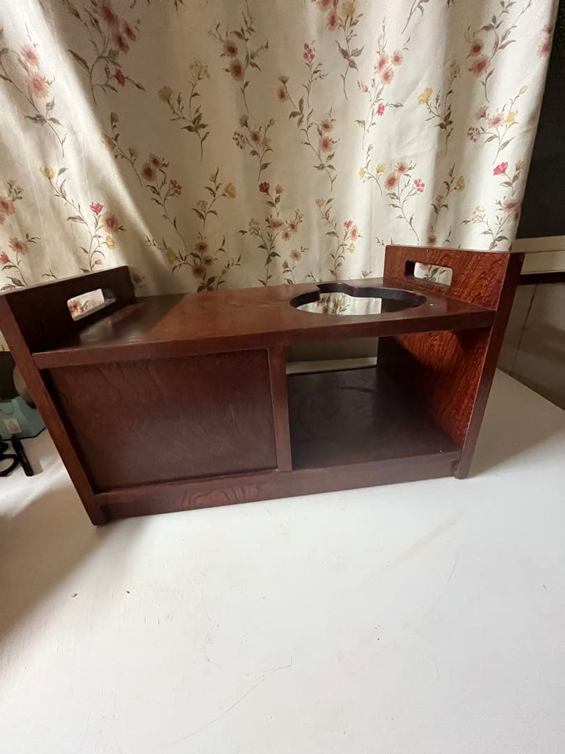 昭和レトロ 木製 小物収納 キャスター付き お座敷ワゴン ポット台