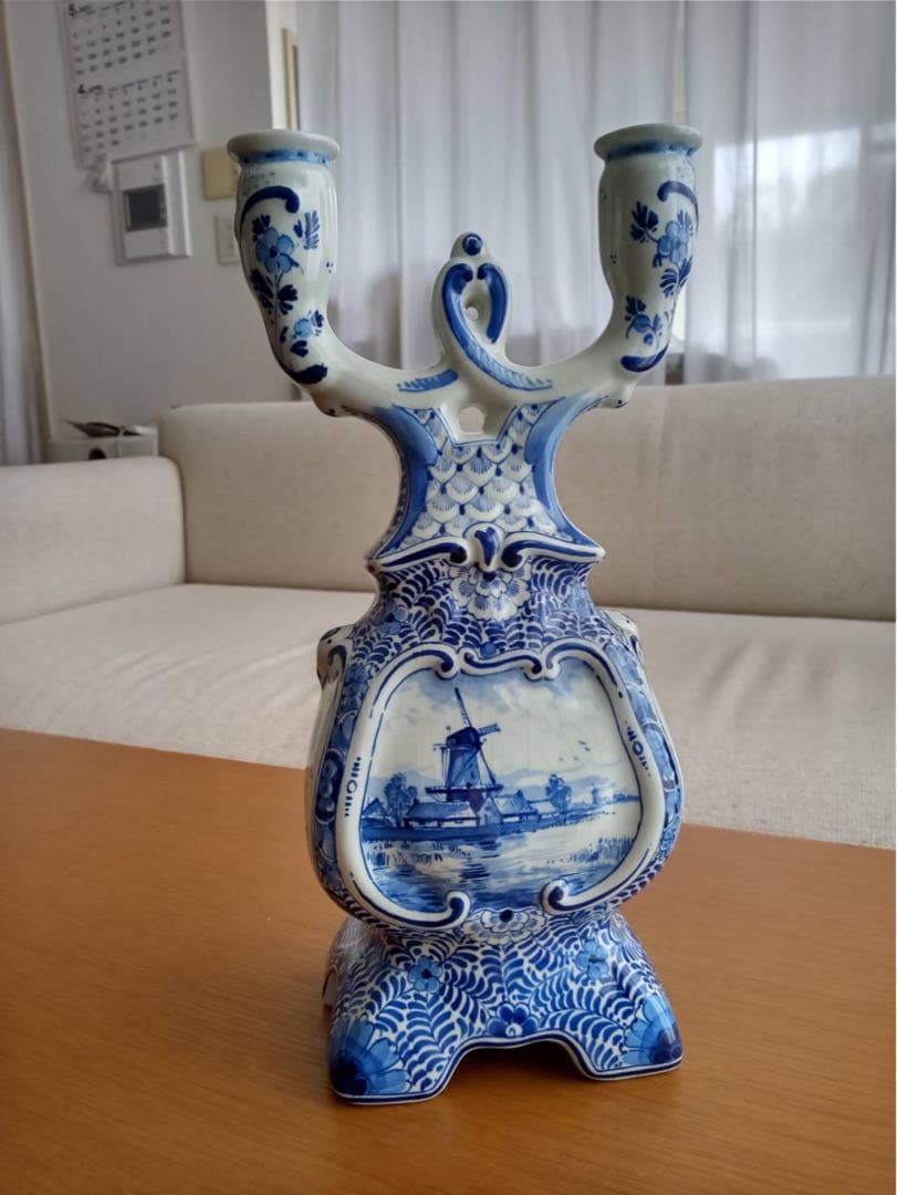 ロイヤルデルフト 阿蘭陀　ロウソク立て　燈台　美術品　キャンドルホルダー