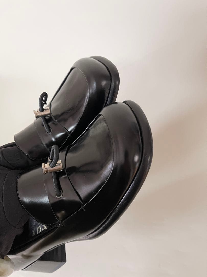 未使用保存品Pradaプラダ ブラックレザー ローファー革靴 パンプス