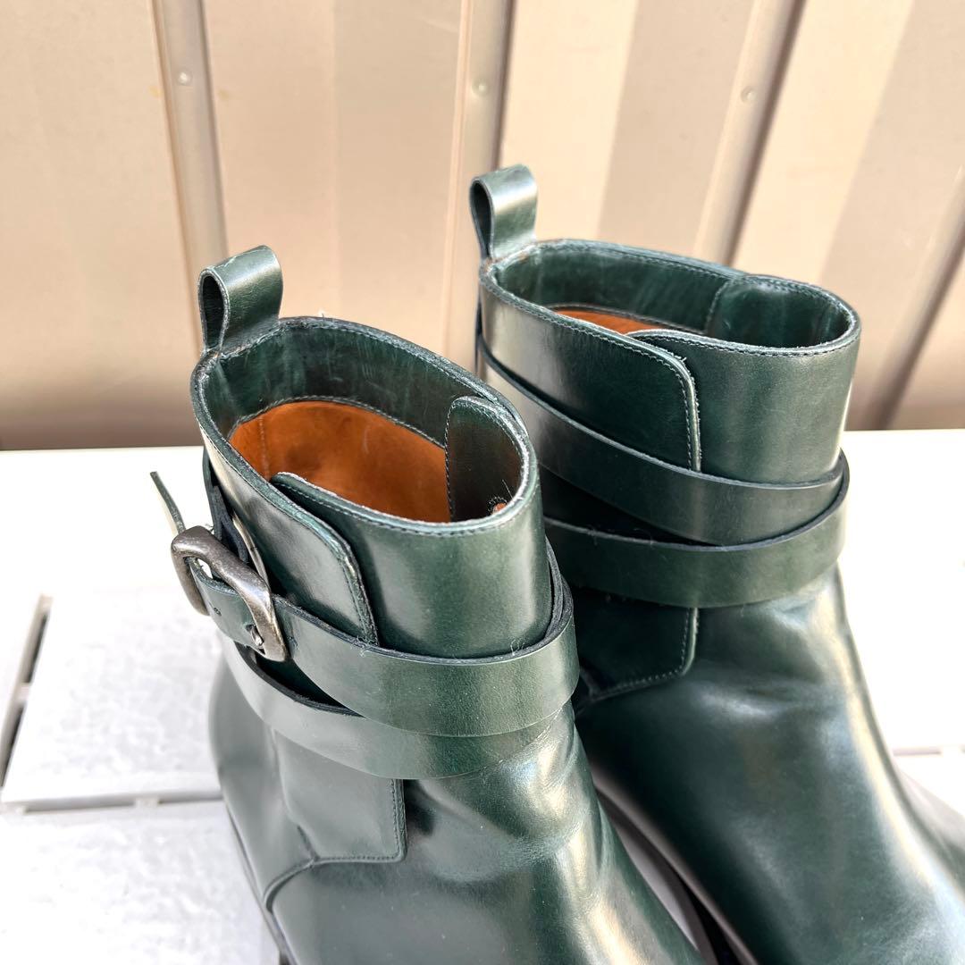 40 SARTORE ショートブーツ　グリーン　メンズ　レザー　25 緑