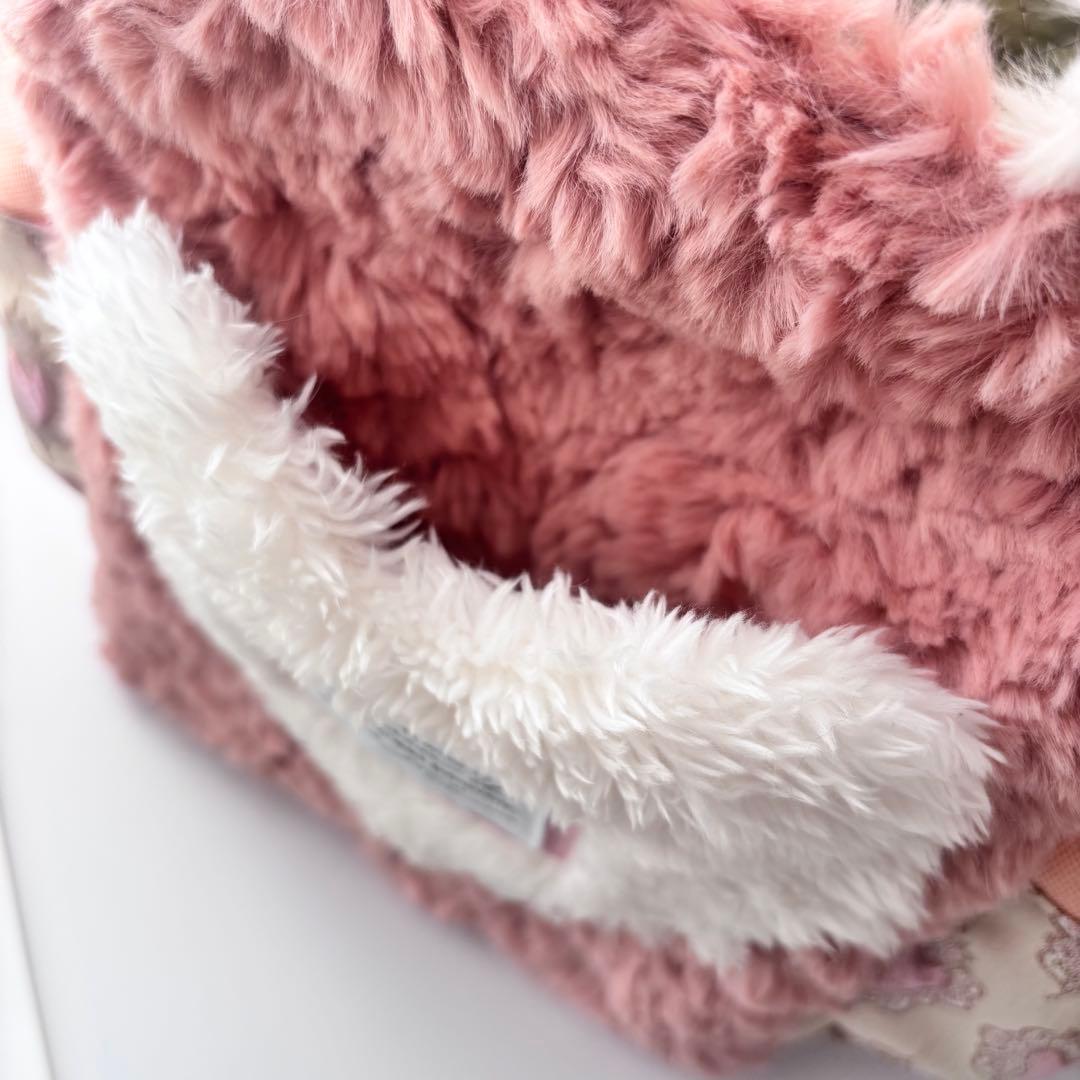 灰*猿様 コヤンイサムチョン　ふわふわルミトート　ホワイト×ピンク　バック