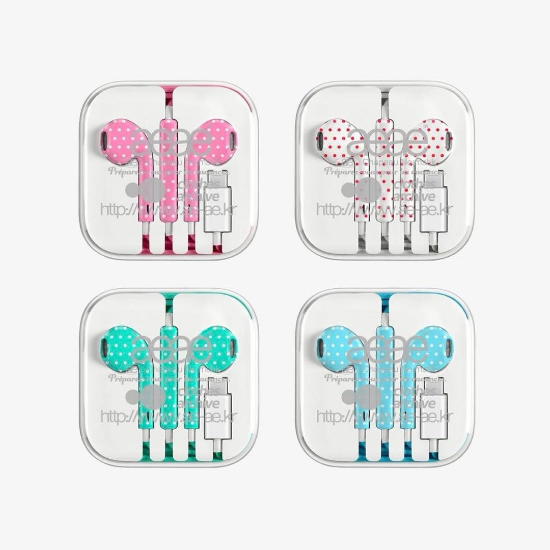 aeae イヤホン ドット 有線イヤホン レッド