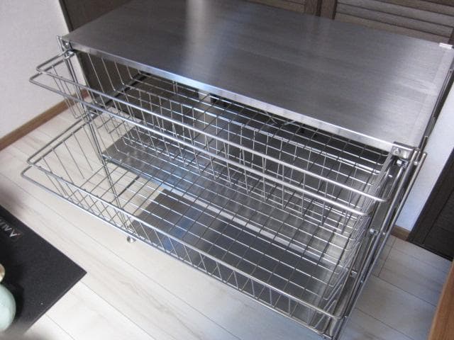 MUJI /無印良品　ステンレスユニットシェルフ3段　ステンレスバスケット×2