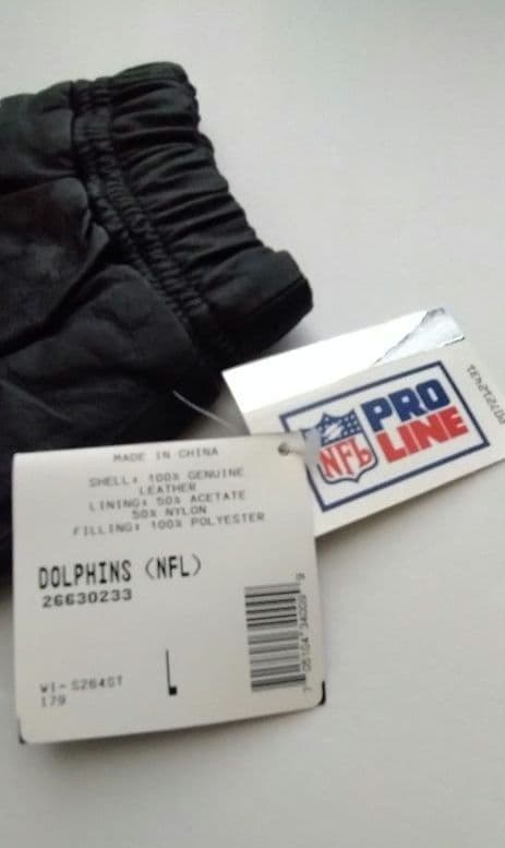 希少　Miami Dolphins 刺繍ロゴレザージャケット　未使用タグ付