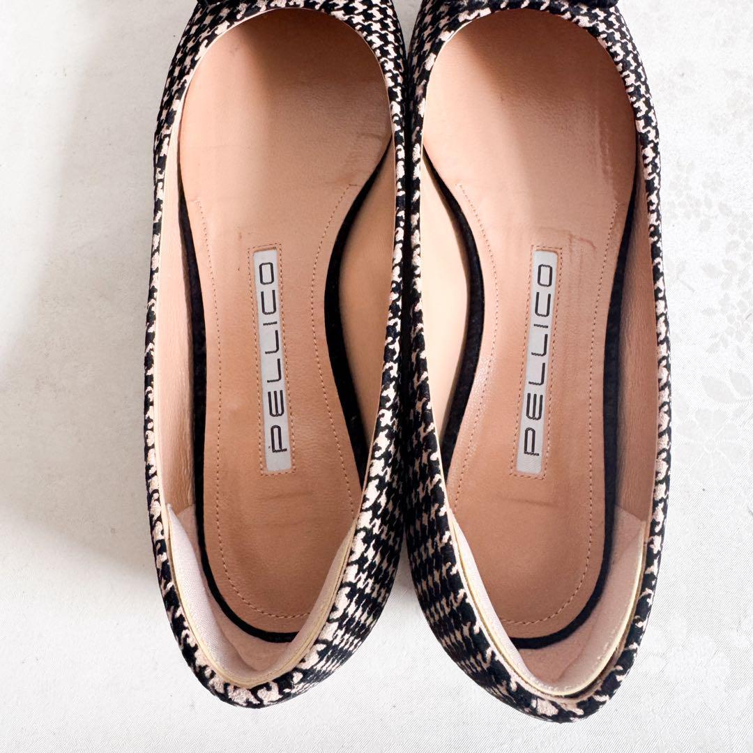 【PELLICOペリーコ】フラットパンプス 千鳥格子 バックル 36.5
