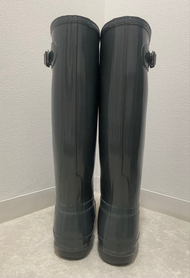 HUNTER グレー ロングブーツ レインブーツ　長靴　バックル付き　25cm