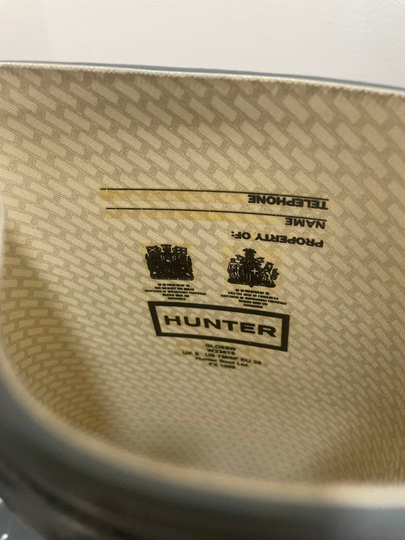 HUNTER グレー ロングブーツ レインブーツ　長靴　バックル付き　25cm