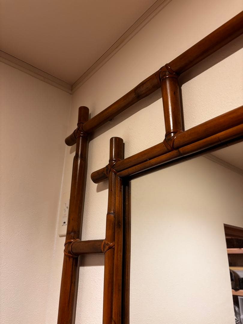 一点物♪アンティーク・バンブーミラー　壁掛け竹製鏡