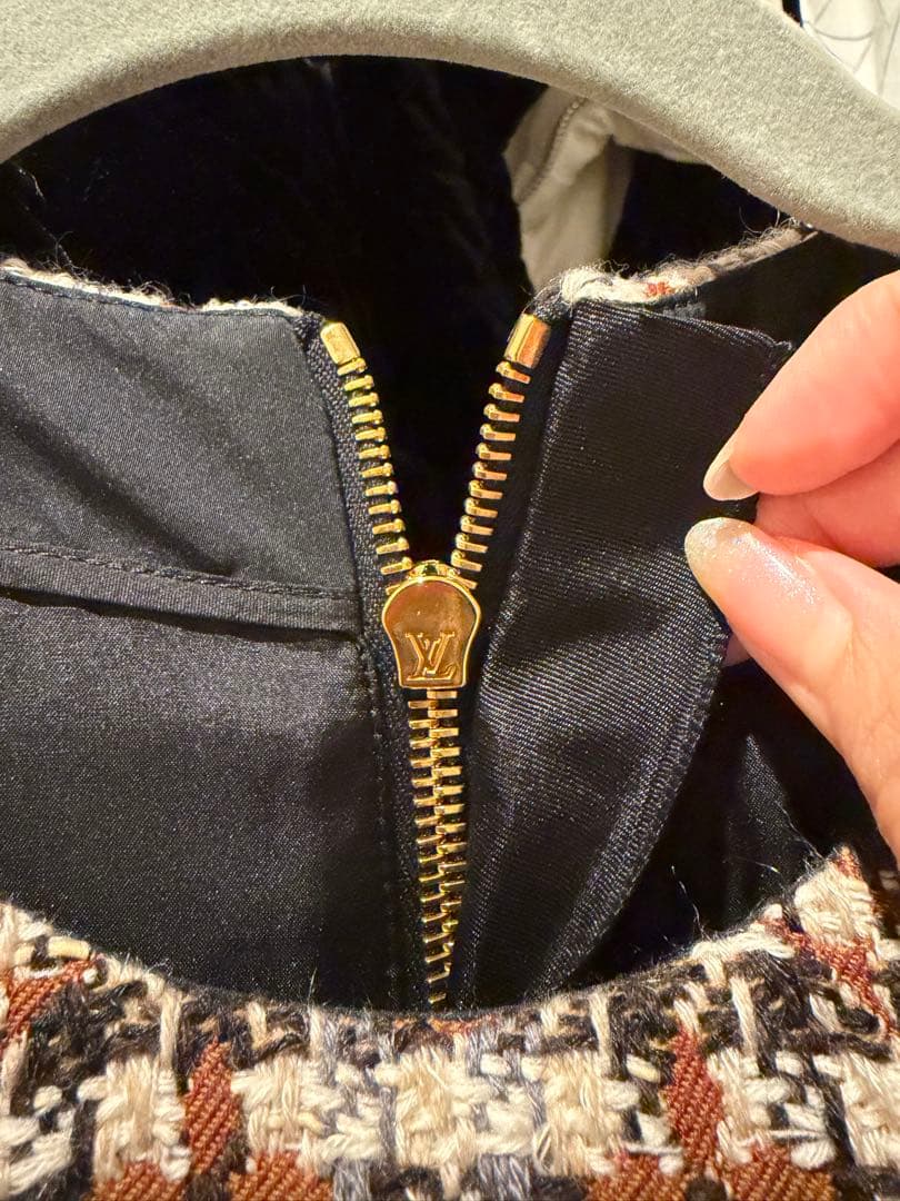 ツイード柄 半袖ミニワンピース