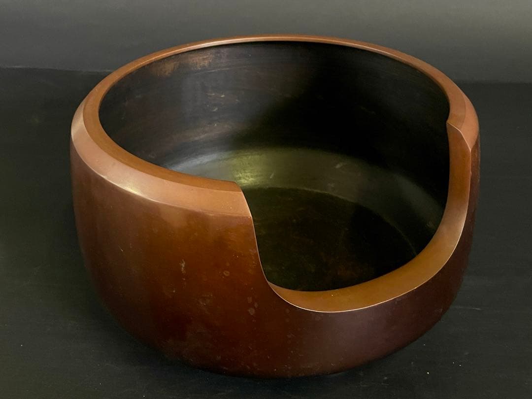 割引‼️「母」 唐銅 面取 風炉 八治良 共箱 茶道具 (1219あ①)