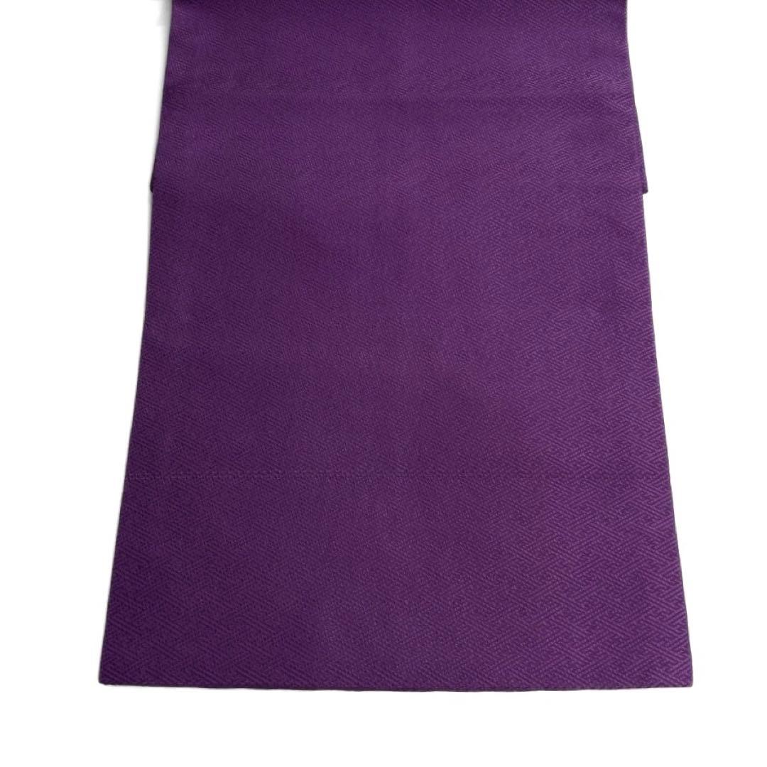 未着用　名古屋帯　唐花　唐草　紗綾形地紋　パープル　着物　094b d