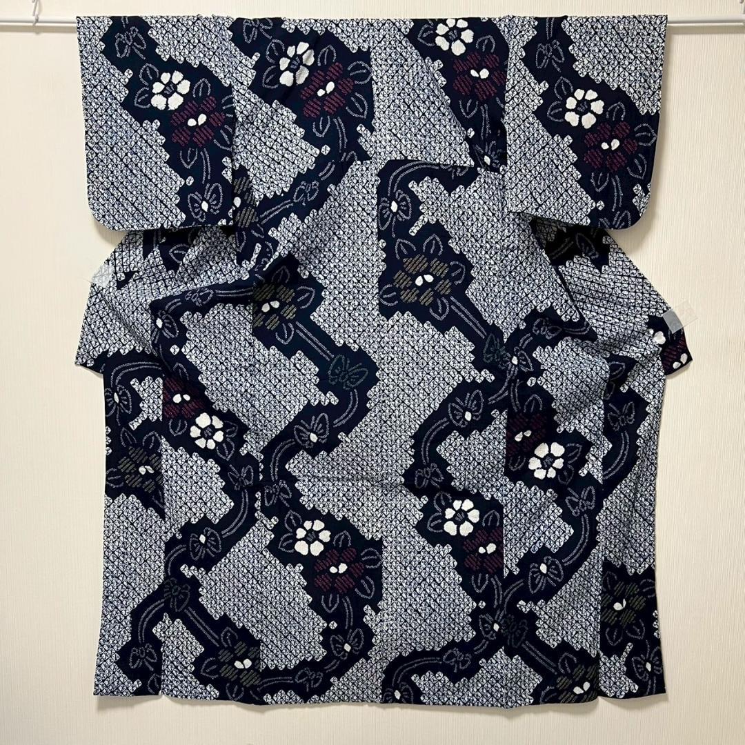 KL3175 有松鳴海絞り 浴衣 身丈164cm 夏着物 木綿