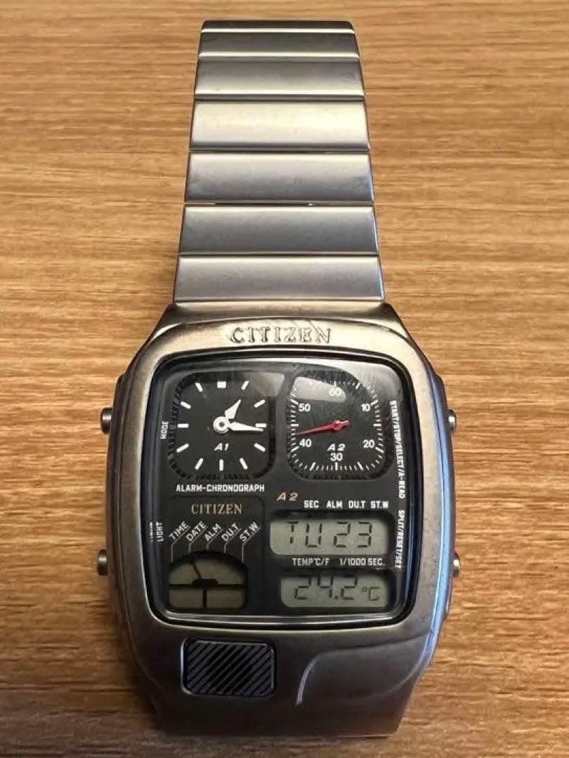 【完動品】CITIZEN アナデジテンプ シチズン　純正ベルト　腕時計 シルバー