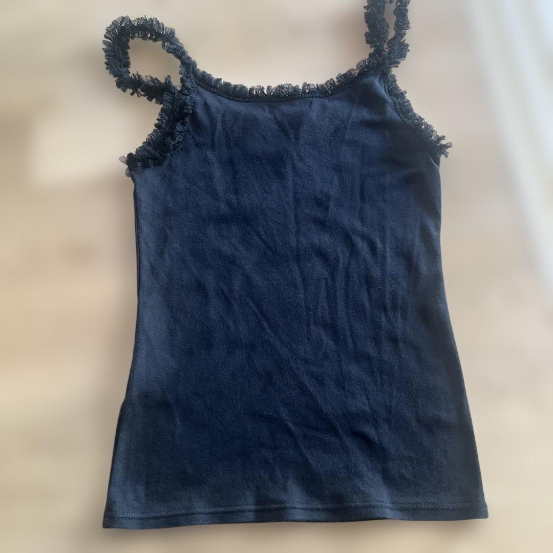 HYSTERIC GLAMOURフリルキャミソール ブラック/レッド