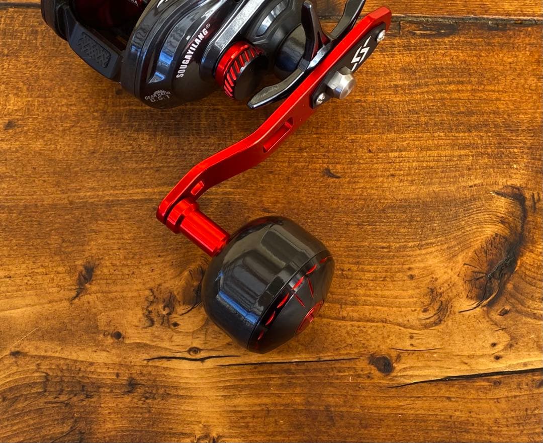 ジギングリール　レッド　船釣り　海釣り　ベイトリール　パワーハンドル　16kg