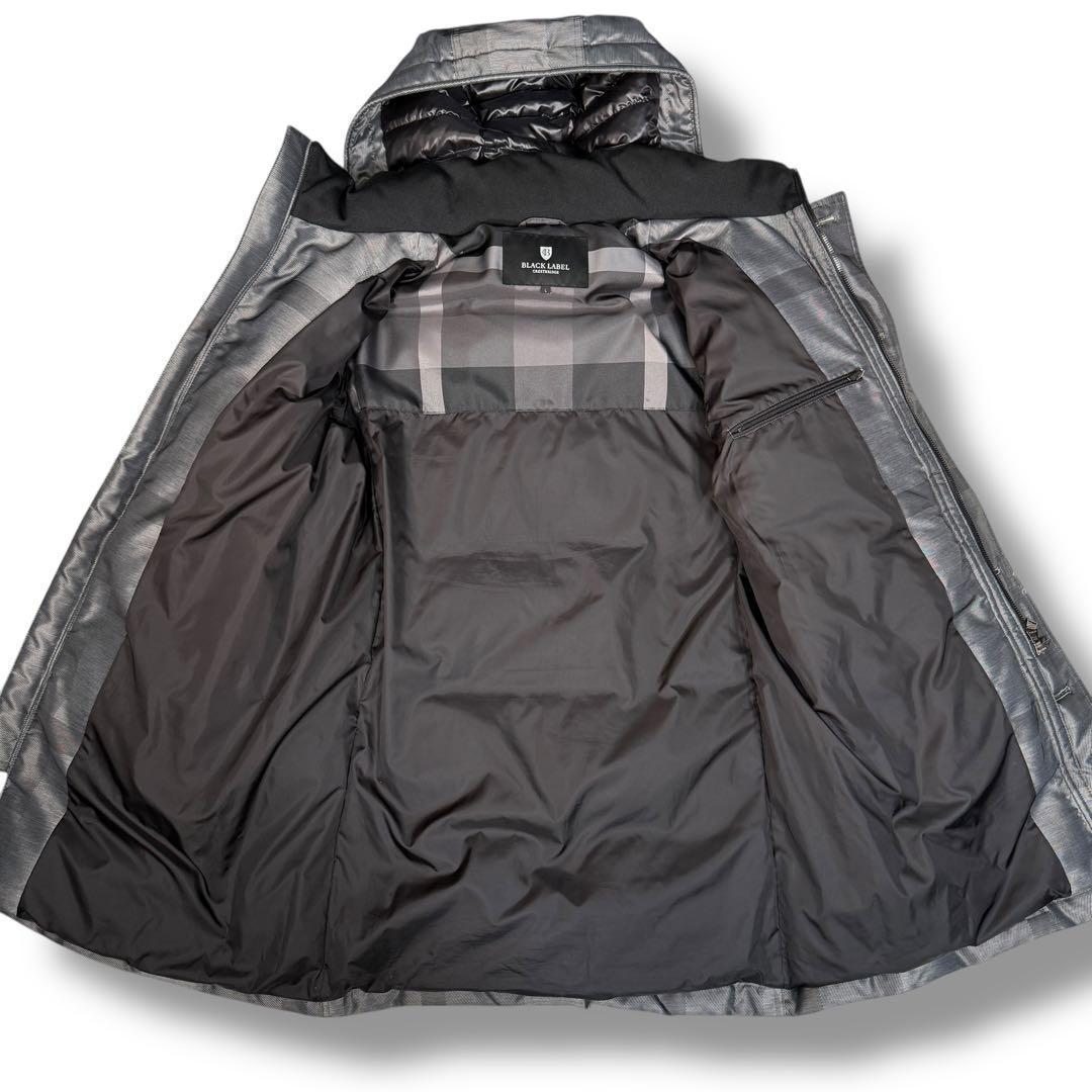 未使用級 ブラックレーベルクレストブリッジ シャドーCBチェック ダウンコートL