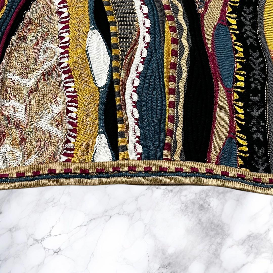 TUNDRA ツンドラ 3Dニット セーター 立体 総柄 マルチカラー L