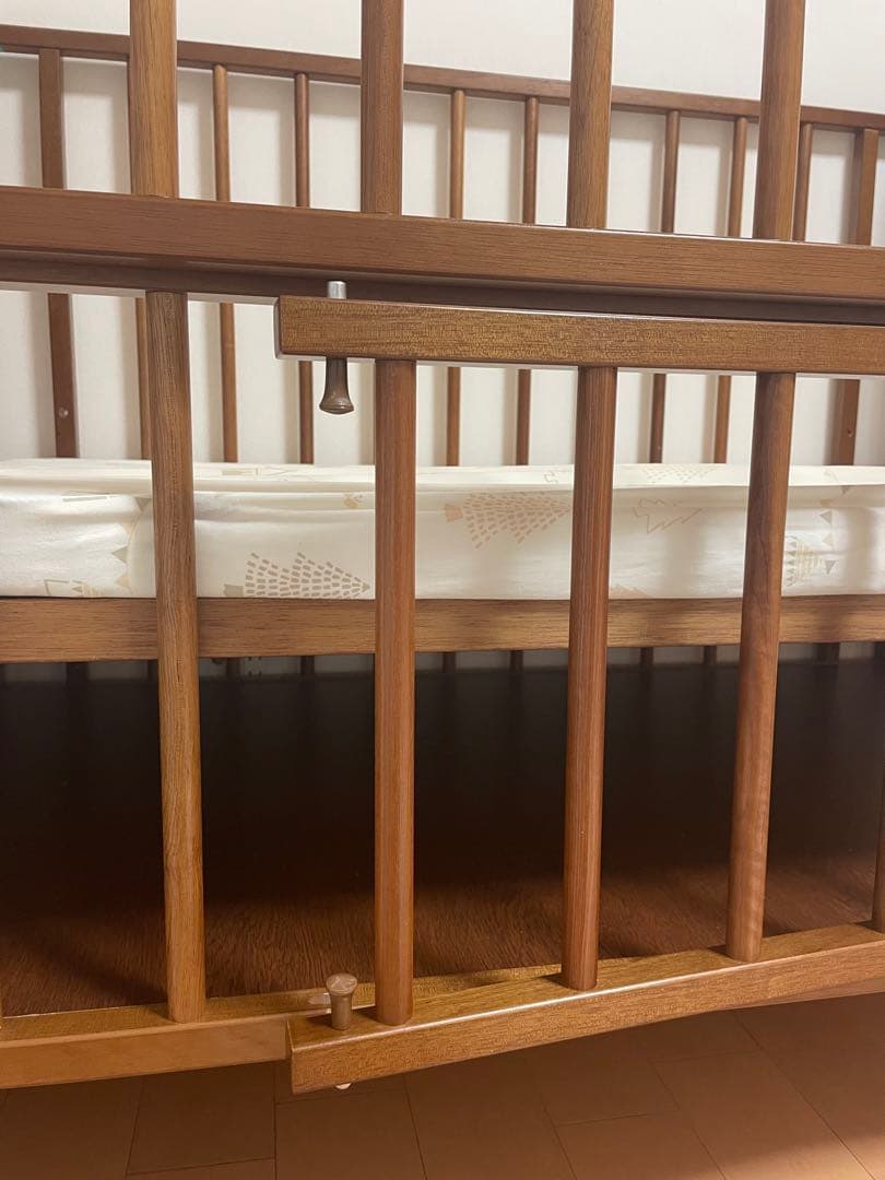 国産ひのき　日本製ベビーベッド 日本製マットレス付き