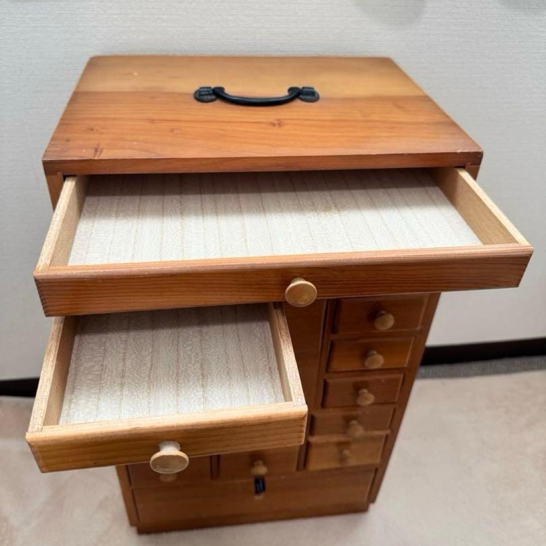 昭和レトロ 木製薬箱 ミニチェスト 箪笥 引き出し収納 19引き出し 9段