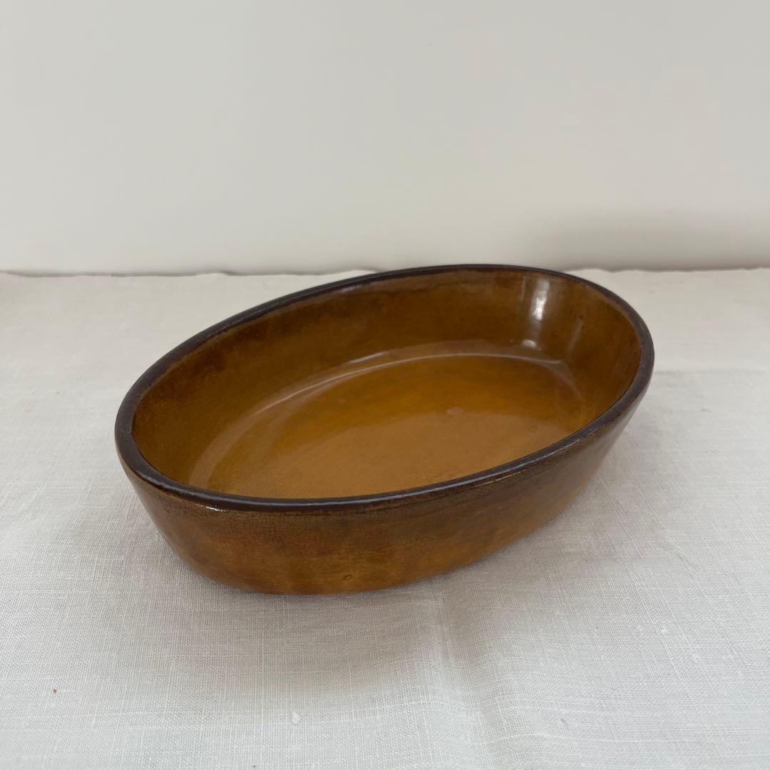 フランスアンティーク 貫入が美しく入った グラタン皿 オーブン皿