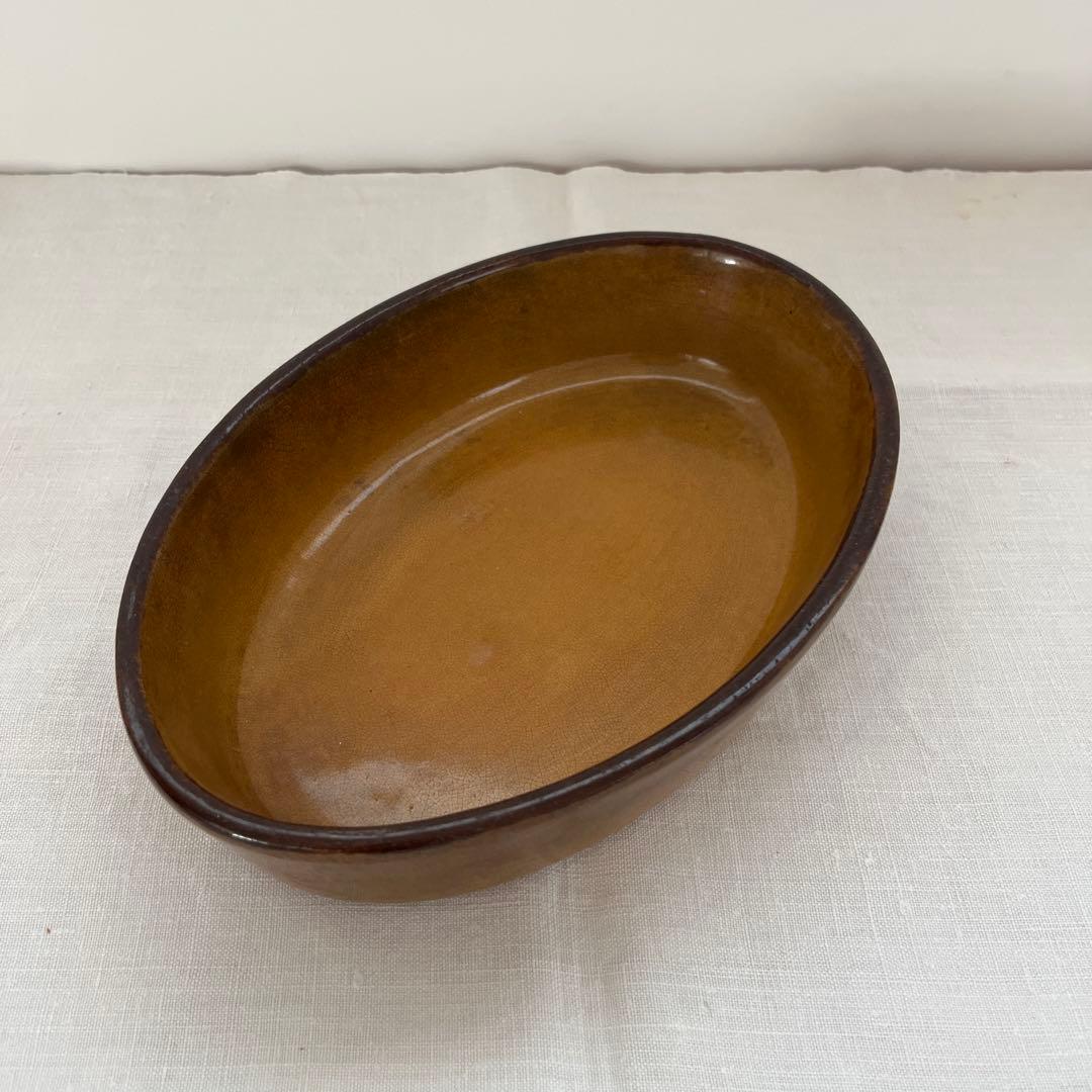 フランスアンティーク 貫入が美しく入った グラタン皿 オーブン皿