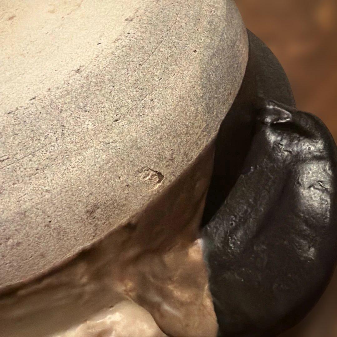 【友野】中垣連次 美濃焼 黒織部 手造り土鍋 逸品作