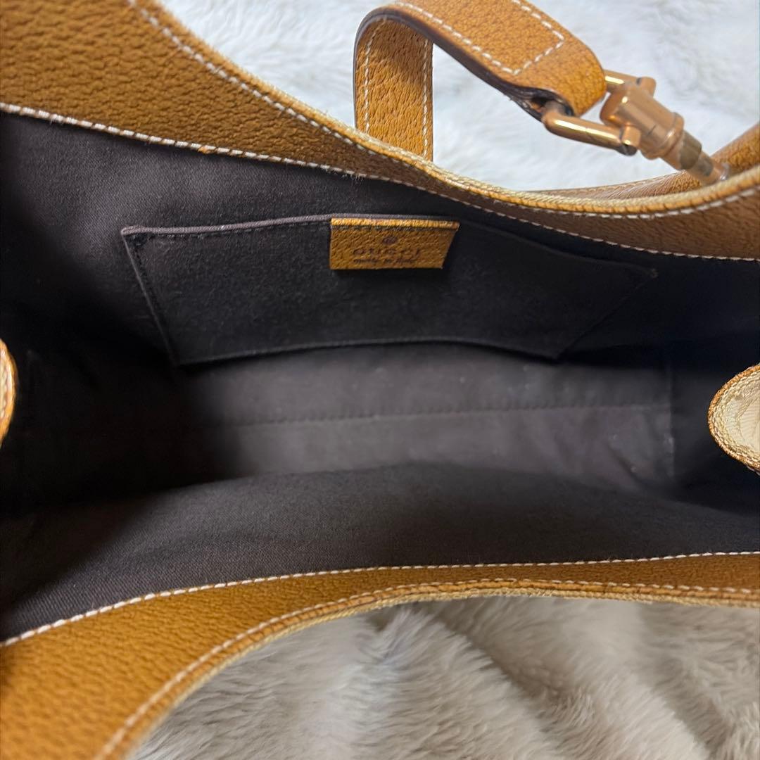 GUCCI ニュージャッキー ショルダーバッグ キャンバス レザー ベージュ